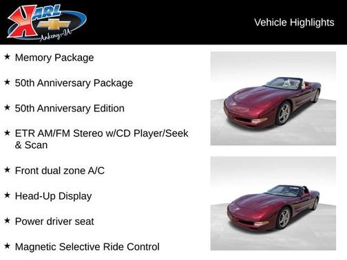 50th Anniversary Red 2003 Chevrolet Corvette 2DR CONV