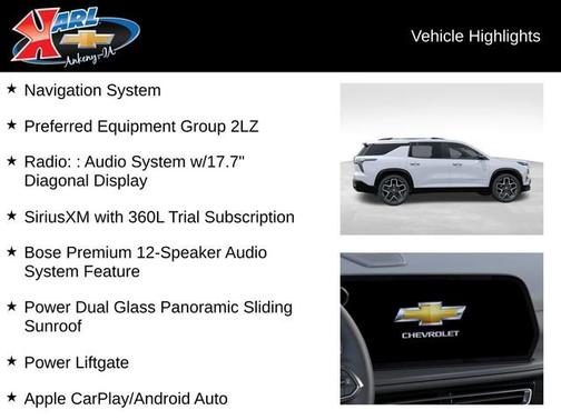 Polar White Tricoat 2026 Chevrolet Traverse AWD High Country
