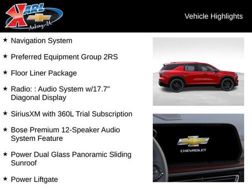 Radiant Red Tintcoat 2026 Chevrolet Traverse AWD RS