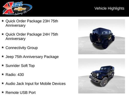 Black Clearcoat 2016 Jeep Wrangler 75th Anniversary
