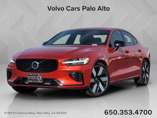 Fusion Red Metallic 2024 Volvo S60 Recharge Plug-In Hybrid Ultimate Dark Theme