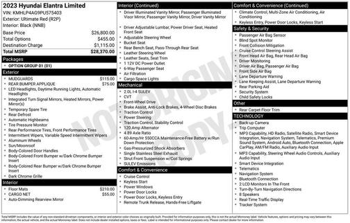 Red 2023 Hyundai ELANTRA Limited