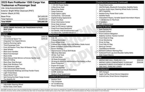 2025 RAM ProMaster 1500 Low Roof