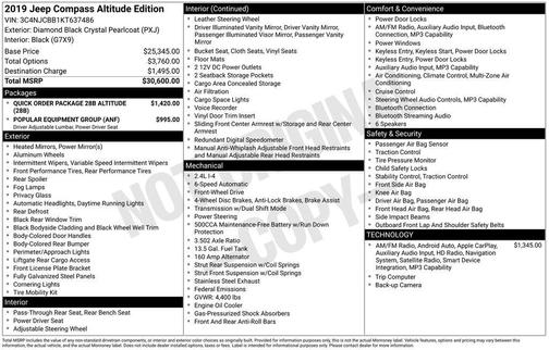 Diamond Black 2019 Jeep Compass Altitude