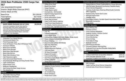 2026 RAM ProMaster 2500 High Roof