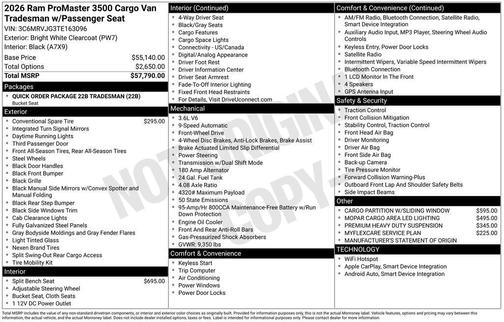 2026 RAM ProMaster 3500 High Roof