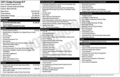 Granite Clearcoat Metallic 2021 Dodge Durango R/T