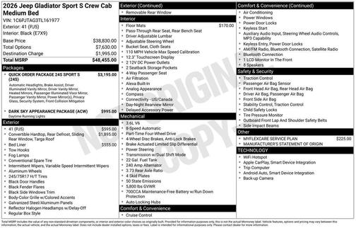 2026 Jeep Gladiator Sport