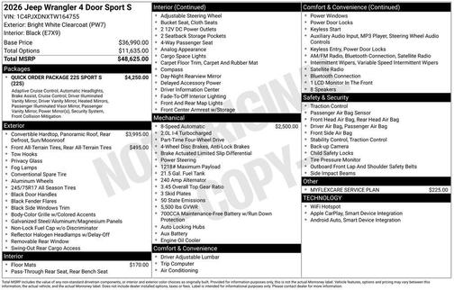 2026 Jeep Wrangler Sport