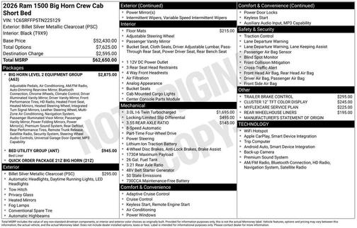2026 RAM 1500 Big Horn/Lone Star