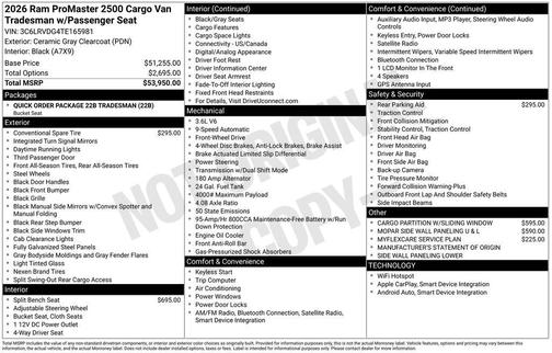 2026 RAM ProMaster 2500 High Roof