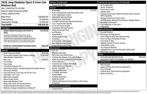 2026 Jeep Gladiator Sport