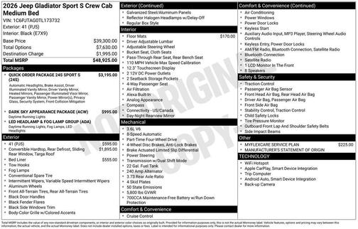 2026 Jeep Gladiator Sport S