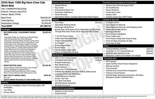 2026 RAM 1500 Big Horn/Lone Star