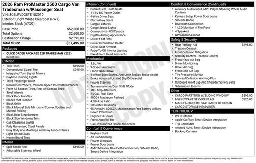 2026 RAM ProMaster 2500 High Roof