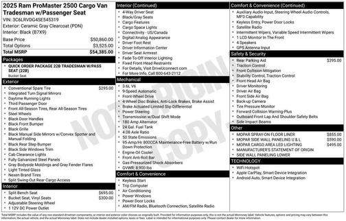 2025 RAM ProMaster 2500 High Roof