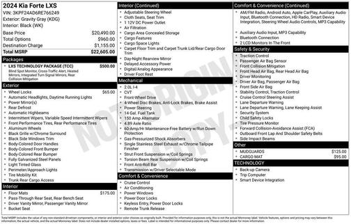 Gray 2024 Kia Forte LXS