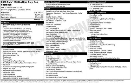 2020 RAM 1500 Big Horn