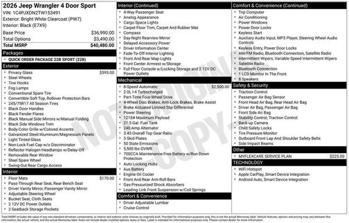 2026 Jeep Wrangler Sport