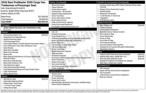 2026 RAM ProMaster 2500 High Roof