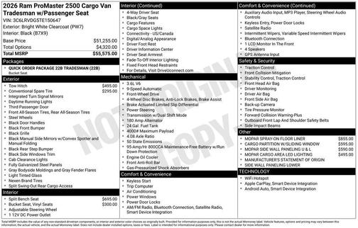 2026 RAM ProMaster 2500 High Roof