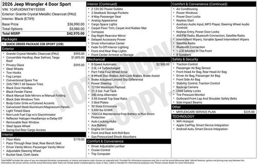 2026 Jeep Wrangler Sport