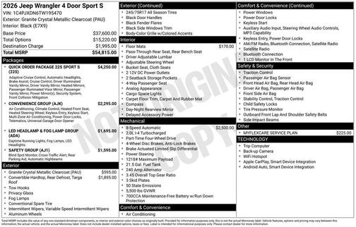 2026 Jeep Wrangler Sport