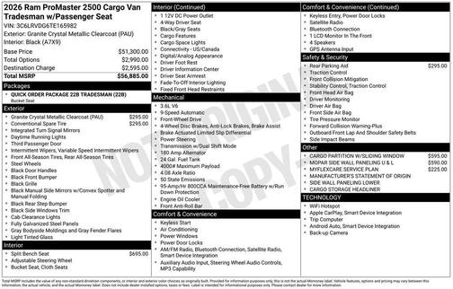 2026 RAM ProMaster 2500 High Roof