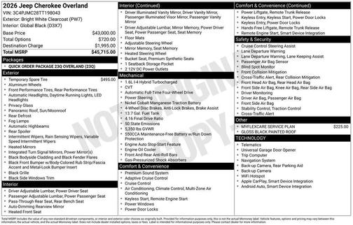 2026 Jeep Cherokee Overland