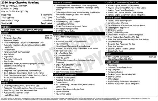 2026 Jeep Cherokee Overland