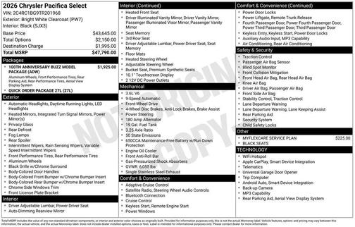 2026 Chrysler Pacifica Select