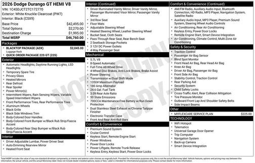 2026 Dodge Durango GT HEMI V8