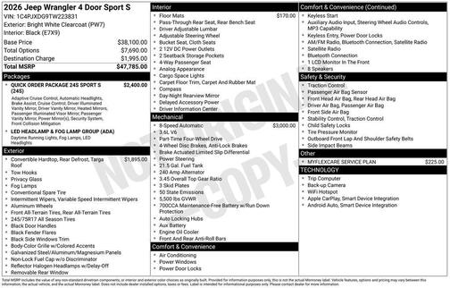 2026 Jeep Wrangler Sport