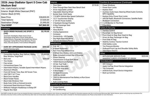 2026 Jeep Gladiator Sport
