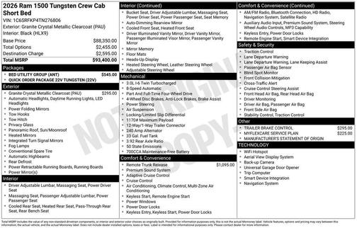 2026 RAM 1500 Tungsten