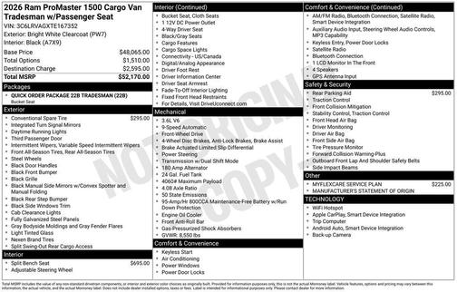 2026 RAM ProMaster 1500 Low Roof