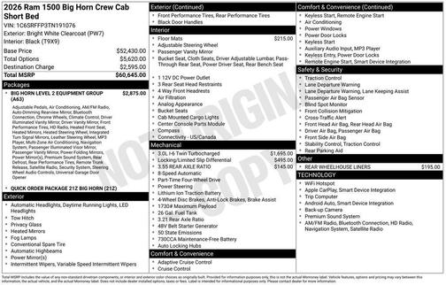 2026 RAM 1500 Big Horn/Lone Star
