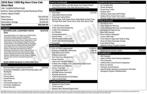 2026 RAM 1500 Big Horn/Lone Star