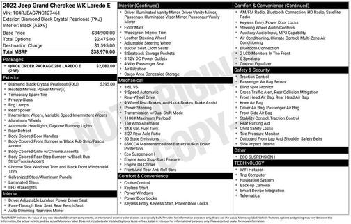 Diamond Black 2022 Jeep Grand Cherokee WK Laredo E