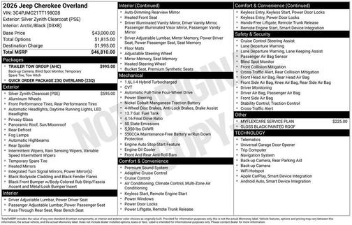 2026 Jeep Cherokee Overland