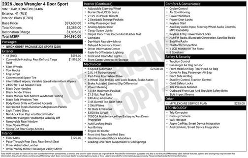 2026 Jeep Wrangler Sport