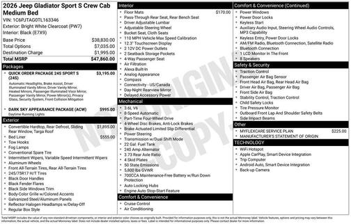 2026 Jeep Gladiator Sport