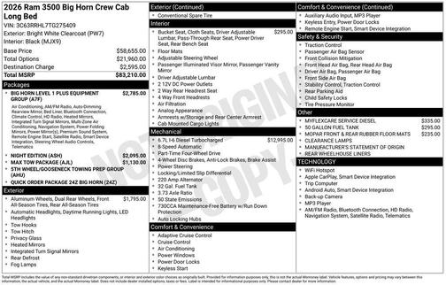 2026 RAM 3500 Big Horn
