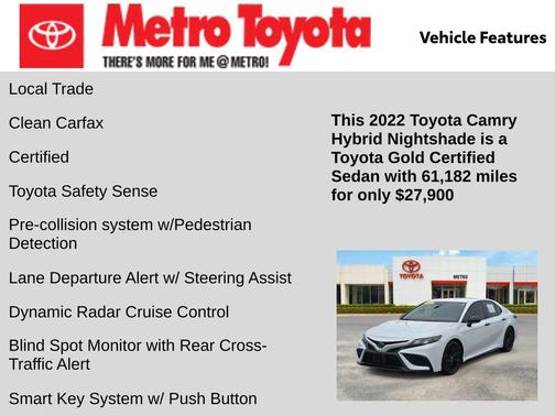 White 2022 Toyota Camry Nightshade Edition Hybrid