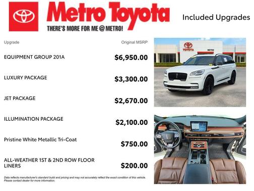 Pristine White Metallic Tri-Coat 2023 Lincoln Aviator Reserve AWD