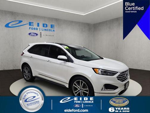 White Platinum Metallic Tri-Coat 2019 Ford Edge Titanium