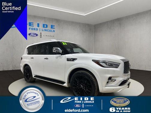 Moonstone White 2021 INFINITI QX80 SENSORY AWD