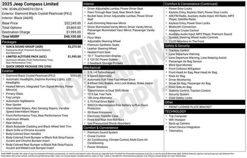 Diamond Black 2025 Jeep Compass Limited