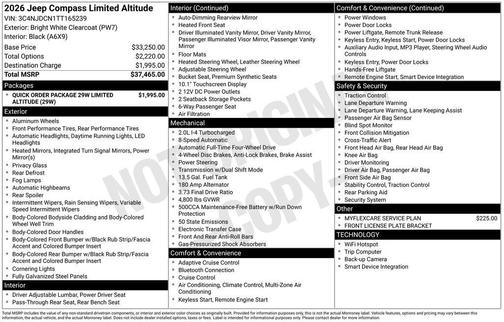 Bright White Clearcoat 2026 Jeep Compass Limited