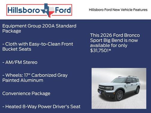 Space White Metallic 2026 Ford Bronco Sport Big Bend